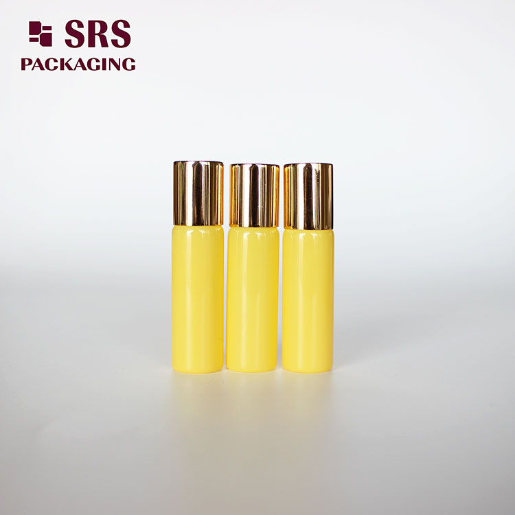 SRS Gold Cap Empty Yellow Roll on Glass Bottle 5ml